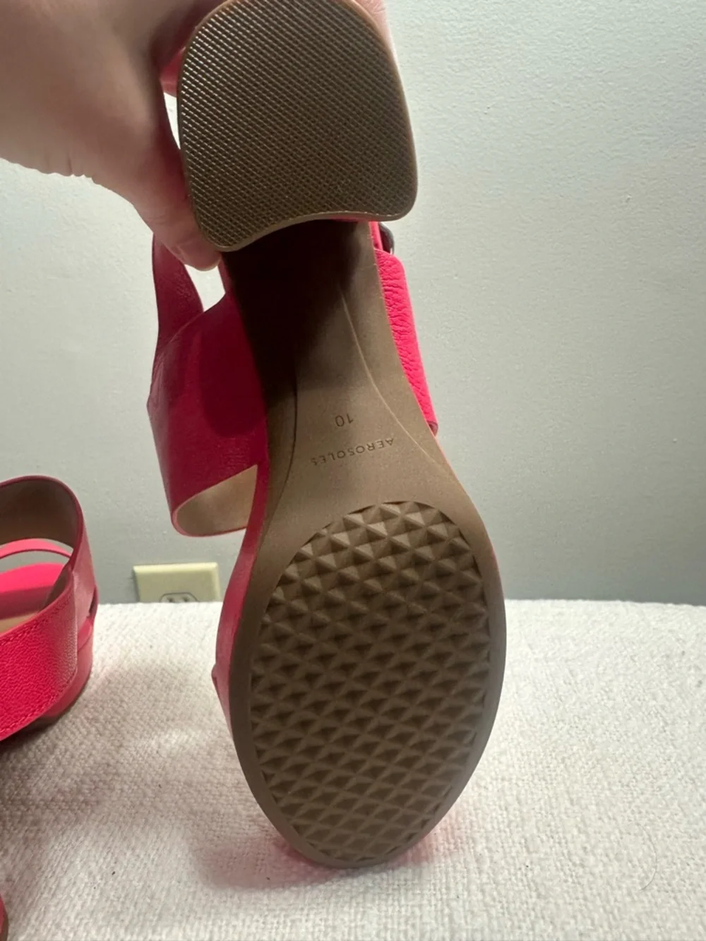 AEROSOLES Camera Pink Platform Block Heel Sandals